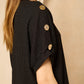Cheesecloth trouser set with gold button shoulders in Black