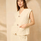 Cheesecloth trouser set with gold buttons in Beige