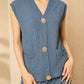 Cheesecloth trouser set with gold buttons in Denim