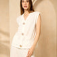 Cheesecloth trouser set with gold buttons in White