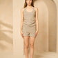 Halter neck short set with bandana in Beige