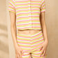 Multi stripe button front short set in Orange