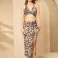 Halter neck leopard printed skirt set