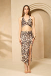 Halter neck leopard printed skirt set
