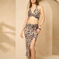 Halter neck leopard printed skirt set
