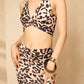 Halter neck leopard printed skirt set
