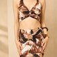 Halter neck floral printed skirt set in Brown