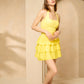 Halter neck layered dress in Yellow