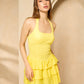 Halter neck layered dress in Yellow