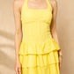 Halter neck layered dress in Yellow