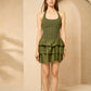 Halter neck layered dress in Khaki