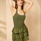 Halter neck layered dress in Khaki