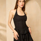 Halter neck layered dress in Black