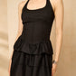 Halter neck layered dress in Black