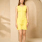 Front button vest short set in Yellow
