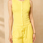 Front button vest short set in Yellow