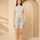 Front button vest short set in Grey