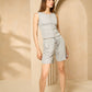 Front button vest short set in Grey