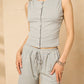 Front button vest short set in Grey