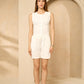Front button vest short set in White