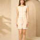 Front button vest short set in Beige