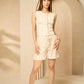 Front button vest short set in Beige