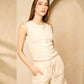 Front button vest short set in Beige