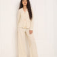 Textured gold button co-ord in Beige
