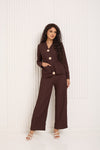 Textured gold button co-ord in Choco