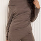 Soft ribbed off the shoulder co ord in Taupe