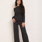 Soft ribbed off the shoulder co ord in Black