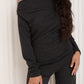 Soft ribbed off the shoulder co ord in Black