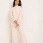 Gold button shoulder detail co-ord in Beige