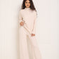 Gold button shoulder detail co-ord in Beige