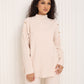 Gold button shoulder detail co-ord in Beige