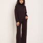 Gold button shoulder detail co-ord in Choco