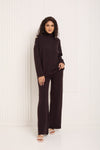 Gold button shoulder detail co-ord in Choco