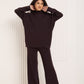 Gold button shoulder detail co-ord in Choco