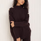 Gold button shoulder detail co-ord in Choco