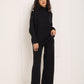 Gold button shoulder detail co-ord in Black
