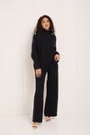 Gold button shoulder detail co-ord in Black
