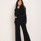 Gold button shoulder detail co-ord in Black