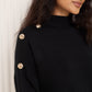 Gold button shoulder detail co-ord in Black
