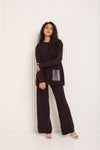 Front pocket sparkle detail co-ord in Choco