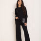 Front pocket sparkle detail co-ord in Black