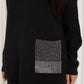 Front pocket sparkle detail co-ord in Black