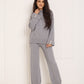Knitted co-ord with gold button detail in Grey