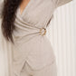Soft ribbed wrap over co-ord in Beige