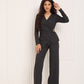 Soft ribbed wrap over co-ord in Black