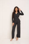 Soft ribbed wrap over co-ord in Black